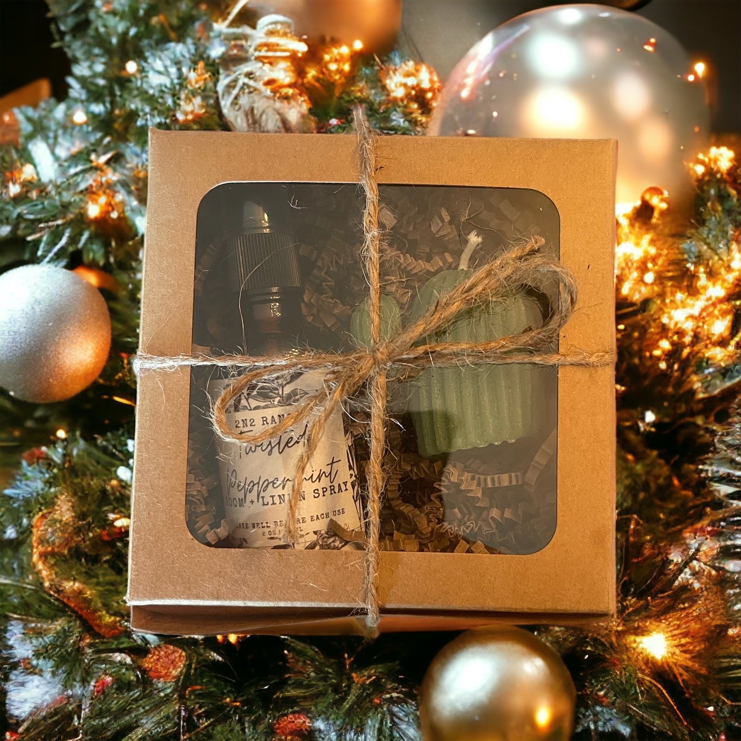 Christmas Gift box with 2 oz. Room Spray and 2 oz. Cactus Candle
