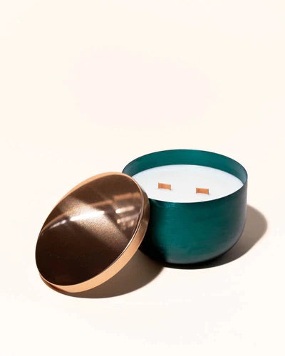 Emerald 17 oz. Soy Candle with Rose Gold Lid | Metal Container and Lid