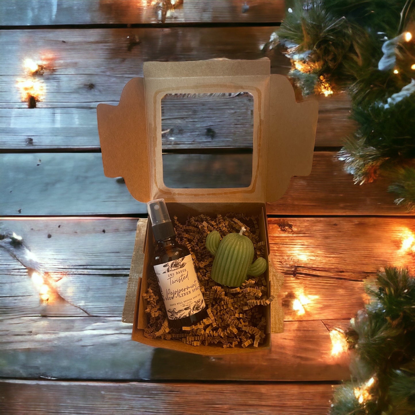Christmas Gift box with 2 oz. Room Spray and 2 oz. Cactus Candle