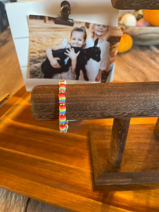 Child Clay Bead Bracelet- Rainbow Be Brave